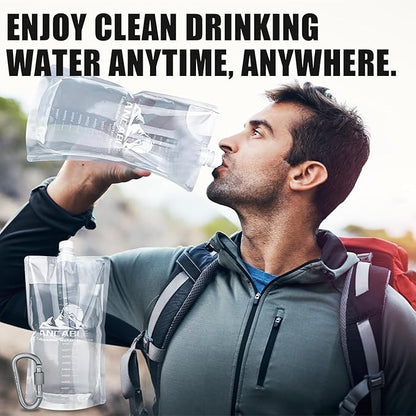 64oz Collapsible Water Bottles, 3-Pack Reusable Travel Foldable Water Bottles for Hiking Camping Running Bike, BPA-Free Water Bottle