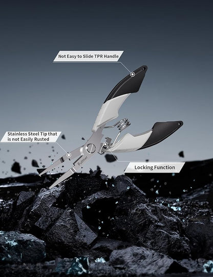 Fishing Split Ring Pliers, Stainless Steel Fishing Tools, Fishing Multitool for Saltwater Freshwater with Braid Line Cutter