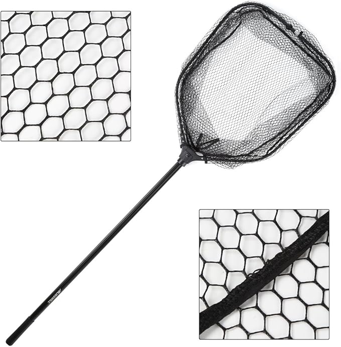 BLISSWILL Large Fishing Net with Handle Collapsible Fish Landing with Extendable Handle Knotless Nylon Fishing Safe Fish Net Durable Telescopic Dip Foldable