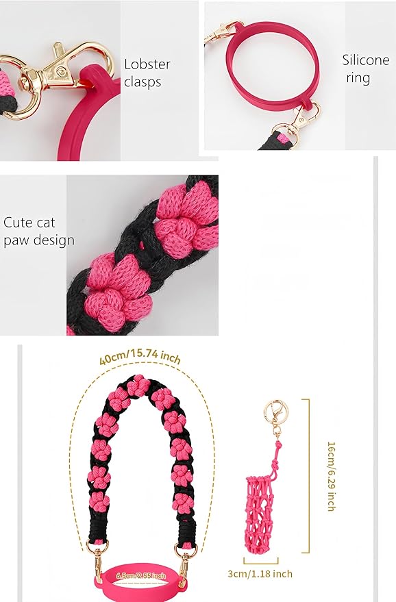 Outman Cup Accessories Set Water Bottle Holder Sling,Siliocne Straw Cover,Lipstick Holder Fits Most 16-40oz Water Bottles Compatible with Stanley Cup