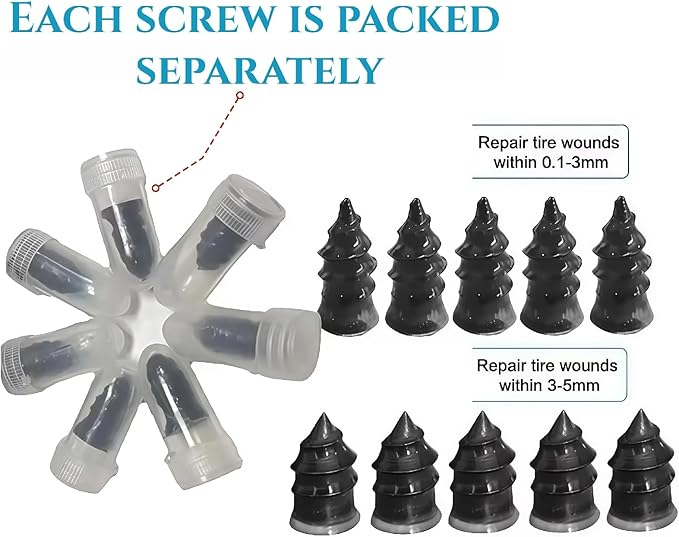 Tire Plug Screw Kit for Car, SUV & Truck - Durable Tire Repair with Screwdriver, Permanent On The Road Emergency Flat Tire Puncture Repair, Easy DIY Use, No Need to Take Off Tire (80pcs)