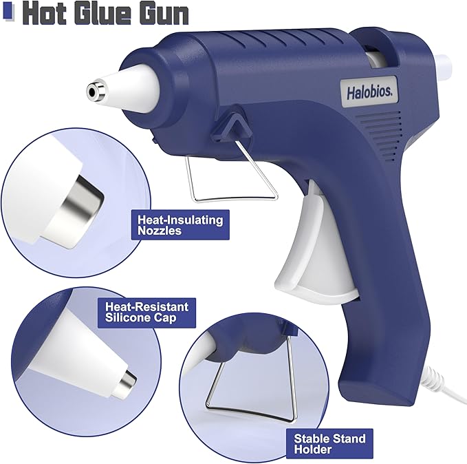 Hot Glue Gun with Preheating, 20 Glue Sticks, Full Size for DIY Crafts & Home Repairs (40W Blue)
