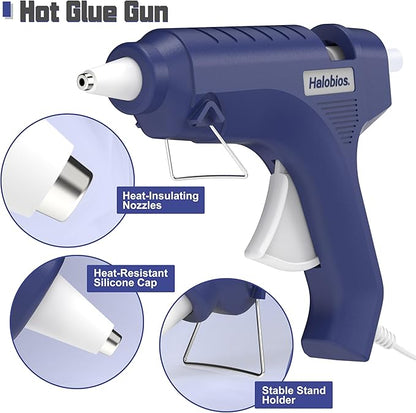 Hot Glue Gun with Preheating, 20 Glue Sticks, Full Size for DIY Crafts & Home Repairs (40W Blue)