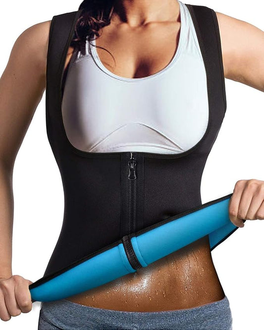 Women Neoprene Sauna Vest Waist Trainer Hot Sweat Slim Corset Body Shaper with Zipper Workout Tank Top