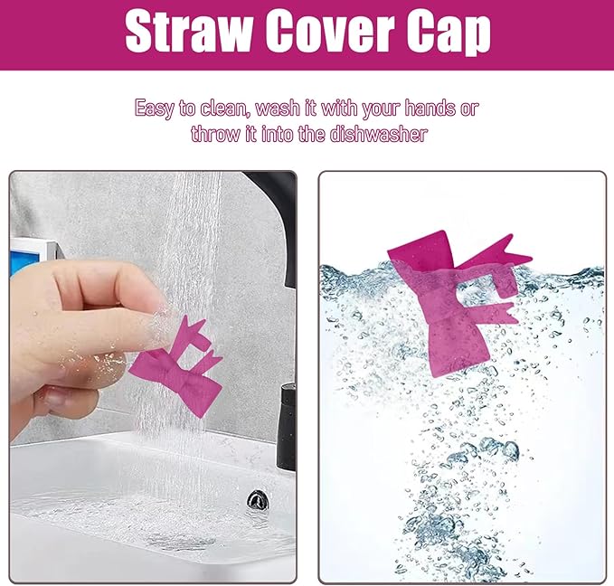 6Pcs Silicone Straw Toppers Covers for Stanley Cups 40/30oz 10mm(0.4in) Dark Purple Dust-Proof Bow Straw Covers Toppers Brown Suitbale for Stanley Cup Accessories Reusable Straws Caps