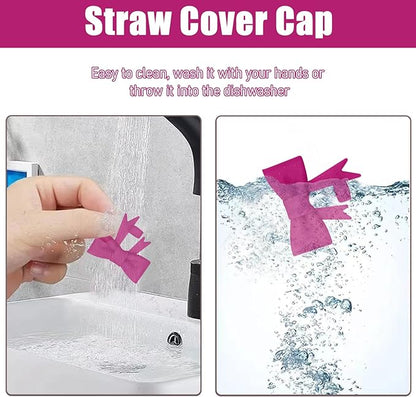 6Pcs Silicone Straw Toppers Covers for Stanley Cups 40/30oz 10mm(0.4in) Dark Purple Dust-Proof Bow Straw Covers Toppers Brown Suitbale for Stanley Cup Accessories Reusable Straws Caps