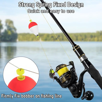 Dr.Fish 5 Pack Weighted Fishing Bobbers Snap-on Spring Bobbers Push Button Floats EVA Foam Pear Shape Bass Freshwater Fishing for Crappie Panfish Bluegill Trout