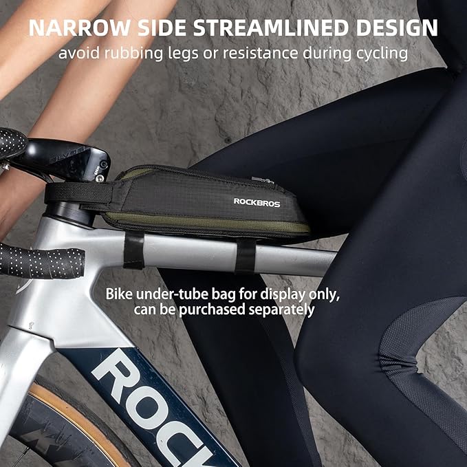 ROCKBROS Bike Frame Bag Top Bike Tube Bag Bike Triangle Bag Small Aerodynamic Bag for Triathlon and Gravel Bikes black