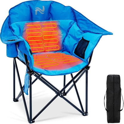NAIZEA Heated Camping Chairs, Outdoor Heated Camp Chair w/3 Heating Mode, Oversized Heated Chair for Adults, Heavy Duty Folding Camping Chairs for Camping,Fishing,Sports Events,NOT Included Battery