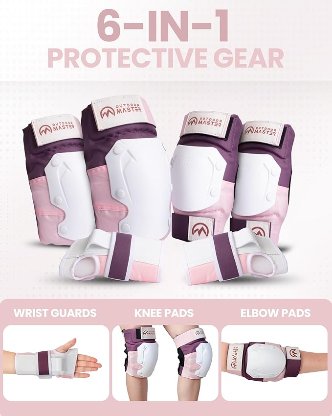 OutdoorMaster Knee Pads for Skating Knee and Elbow Pads for Adult &Youth - Skateboard Protective Gear with Wrist Guards 3 in 1 Saver Series for Skate