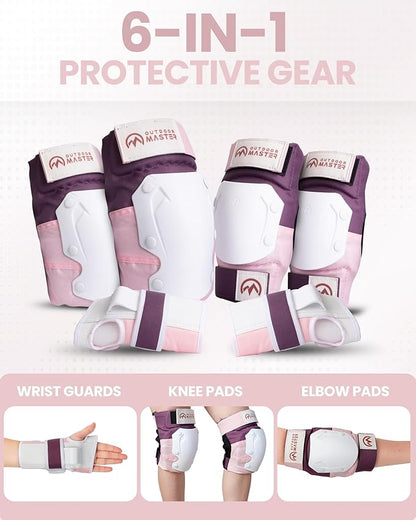 OutdoorMaster Knee Pads for Skating Knee and Elbow Pads for Adult &Youth - Skateboard Protective Gear with Wrist Guards 3 in 1 Saver Series for Skate