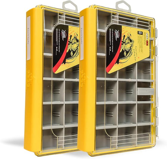 Deluxe Fishing Tackle Box, Waterproof 3600 and 3700 Tackle Trays, Organizer with Removable Dividers, Sealed Lure Box and Terminal Tackle Storage (2, 3600 Yellow)