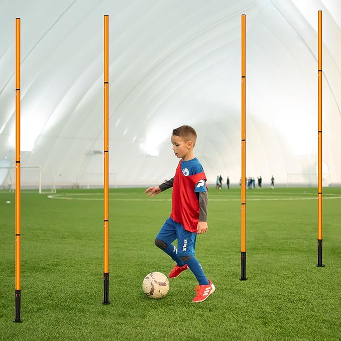 Soccer Agility Training Equipment: 6 Soccer Agility Poles, 20ft Agility Ladder, 10 Soccer Cones, 1 Jump Rope. Soccer Training Poles for Speed Training, Agility Training
