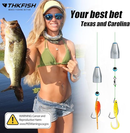 THKFISH Fishing Weights Sinkers Set, 60PCS Fishing Sinker Drop Shot Weights Kit,Drop Shot Rig Wacky Hooks for Saltwater Freshwater Bass Fishing