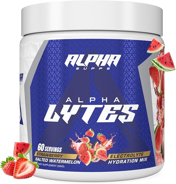 Alpha Lytes - Electrolyte Powder Daily Hydration Drink Mix - Sugar-Free, Zero Calorie Instant Formula with Trace Minerals and Antioxidants (60 Servings, Salted Watermelon Strawberry)
