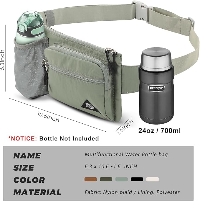 Waist Pack with Water Bottle Holder for Men Women Waist Bag Running Waist Pack Waterproof for Outdoor Travel Cycling Climbing Walking Fit All Phones (Bottle Not Included) (Mint Green)