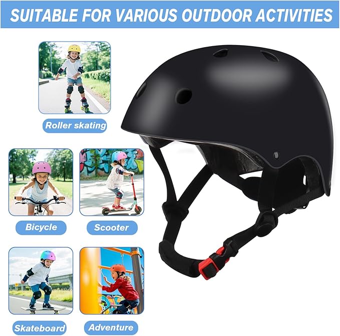 Color Gradient Adjustable Kids Bike Helmet with Knee & Elbow Pads Set | Multi-Sport Safety Gear for Boys & Girls Ages 5-14 | Skateboarding, Scooters, Roller & Inline Skating, Longboarding