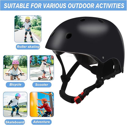 Color Gradient Adjustable Kids Bike Helmet with Knee & Elbow Pads Set | Multi-Sport Safety Gear for Boys & Girls Ages 5-14 | Skateboarding, Scooters, Roller & Inline Skating, Longboarding