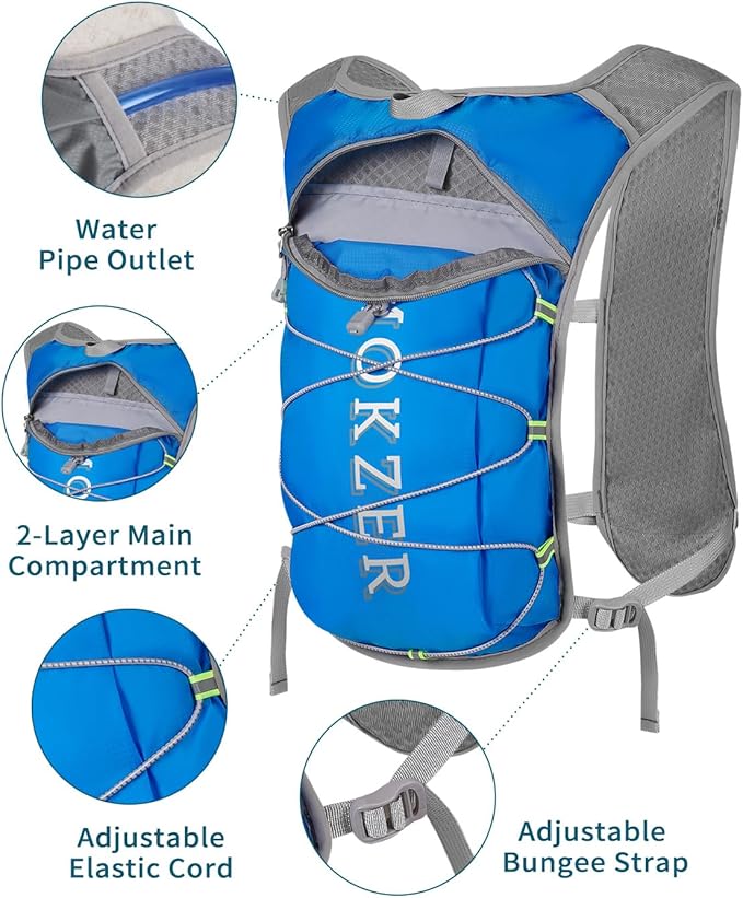 Running Hydration Vest with a 2L Water Bladder, Hydration Pack Lightweight Water Backpack for Running Hiking Cycling Marathon Trail for Men Women