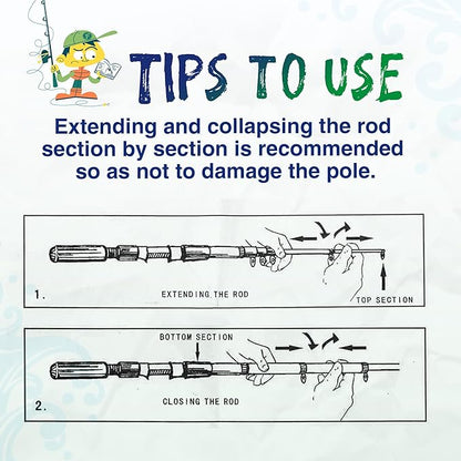 Kids Fishing Pole, Portable Telescopic Kids Fishing Poles for Boys and Girls, Fishing Rod and Reel Combo Kit with Tackle Box, and Fishing Net, Best Fishing Pole for Toddler Youth