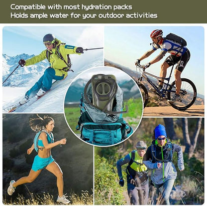 2L Hydration Bladder, BPA Free Water Bladder for Hiking Backpack 2 Liter Military Green Water Storage Bag with Insulated Tube, Hydration Back Pack Replacement for Outdoor Camping Running Cycling