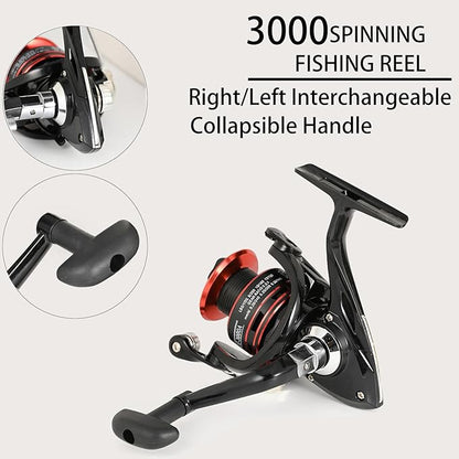 2PACK Fishing Pole Combo,Fishing Rod Combos with Telescopic Fishing Pole Spinning Reels Fishing Carrier Bag for Travel Saltwater Freshwater