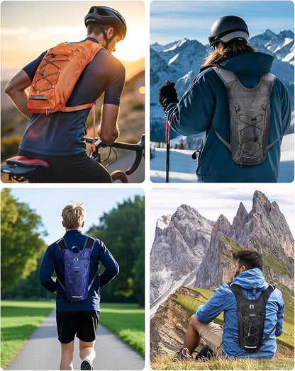 Blue Quartz Hydration Backpack with 2L Water Bladder, Hiking Water Backpack for Women Men, Lightweight Cycling Daypack with Phone Pocket & Helmet Net Bag, Hydration Pack for Biking, Running, Skiing