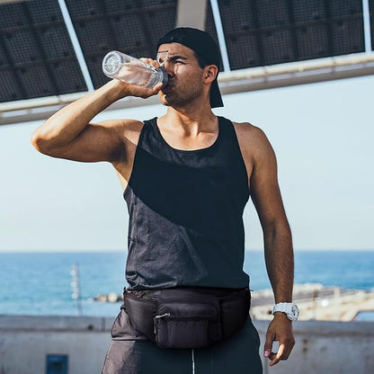 NOOLA Fanny Pack Waist Bag for Men Women, Lightweight Waist Pack with Water Bottle Holder, Adjustable Belt Bag with Multi-Pockets for Hiking, Dog Walking, Outdoor, Cycling, Running, Travel, Black