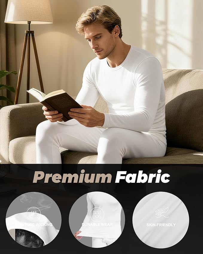 WEERTI Thermal Underwear for Men Long Johns with Fleece Lined Base Layer Men Cold Weather Top Bottom