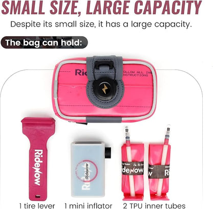 RideNow Waterproof Saddle Bag with BOA Mounting System, Lightweight and Portable Bike Seat Bag for Mountain Road Bike (Pink)