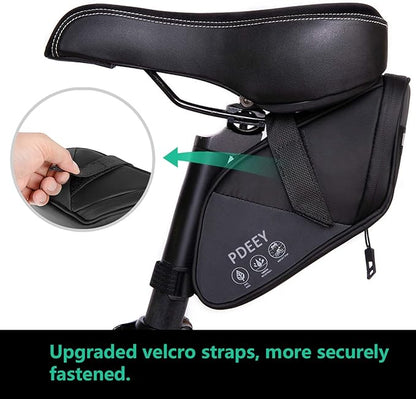 PDEEY Bike Saddle Bag, Bicycle Under Seat Pouch, Cycling Wedge Pack for Mountain Road, Cycling Accessories Storage Velcro Pack Waterproof Durable Pouch for Mountain, Beach or Road Bikes