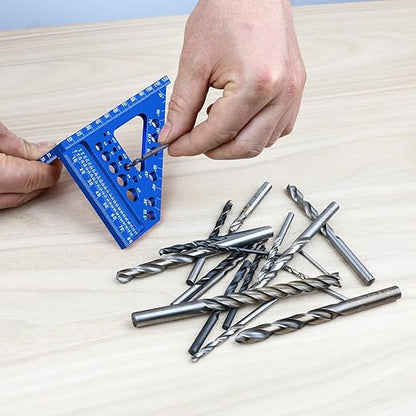 Aluminum Carpenter Square with 3D Multi-Angle Layout Measuring Ruler - Upgraded Pin Pivot Design for Secure Storage, Woodworking Squares Compact Woodworking Tool(Metric)