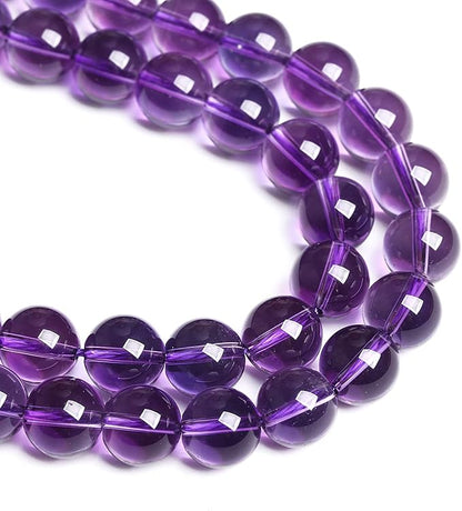 8MM 46PCS Natural Stone Clean Amethyst 3A Grade Crystal Loose Beads for Jewelry Making DIY Bracelet