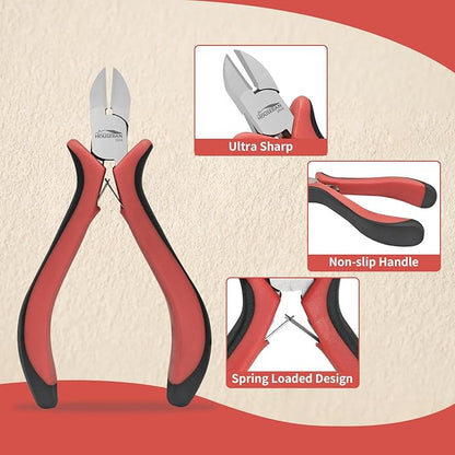 Wire Cutters 4"-5 Pack Side Cutters for Jewelry Making with Spring Loaded for DIY, Craft, Repairing
