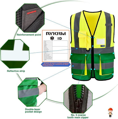 A-SAFETY High Visibility Reflective Safety Vest Customize Logo (XS-8XL)