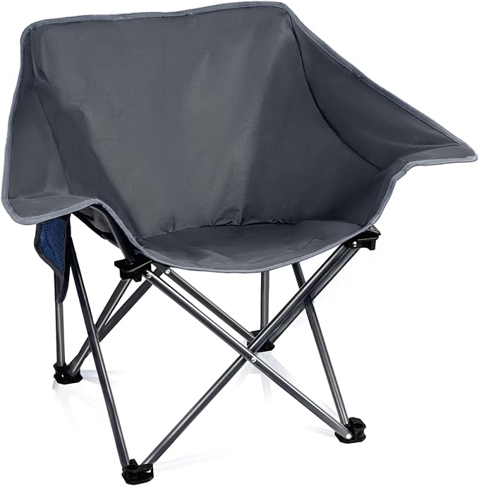 Portable Camping Chair Compact Collapsible Outdoor Folding Sports Chairs for Adults Heavy Duty Camp Sporting Events Park Lawn 400 Lbs Gray