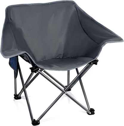 Portable Camping Chair Compact Collapsible Outdoor Folding Sports Chairs for Adults Heavy Duty Camp Sporting Events Park Lawn 400 Lbs Gray