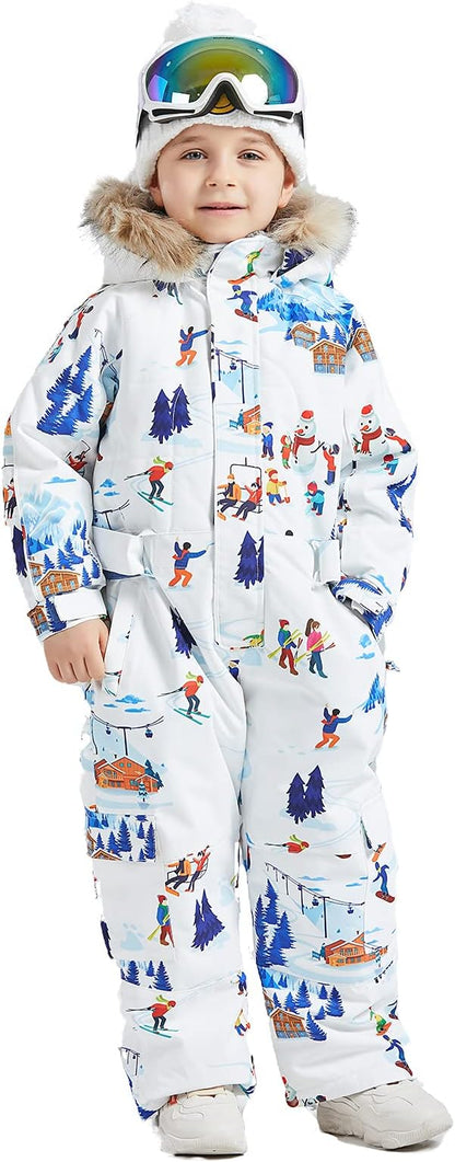 Kids Girls Boys Waterproof Colorful One Piece Snowsuits Coveralls Ski Suits Jackets Winter Jumpsuits