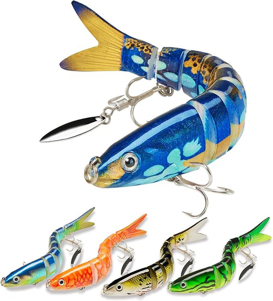 Fishing Lures with Spinner Baits Blades for Topwater, Swimbait for Trout and Bass Slow Sinking, 5pcs Fishing Hard Baits