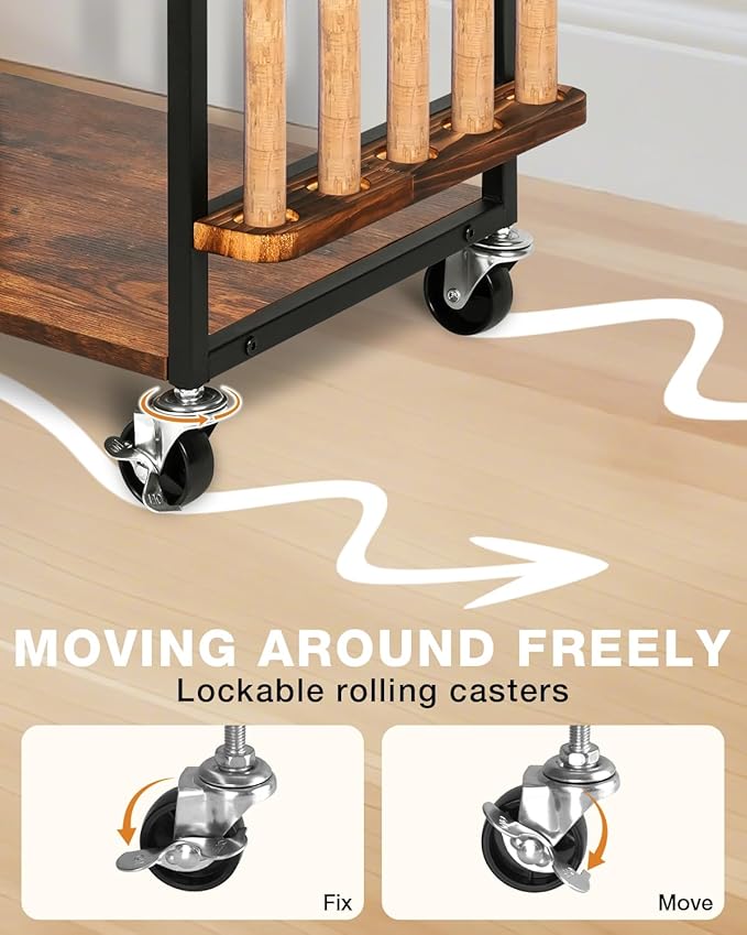 Ghosthorn Fishing Rod Holders for Garage Fishing Pole Rack Containers Included, up to 10 Rods Tackle Box Reel Storage Fishing Rod Rack Rotating Cart Fishing Gear Equipment Organizer