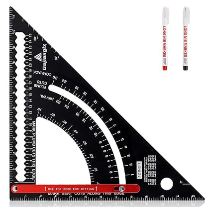 12 Inch Aluminum Carpenter Square, Woodworking Adjustable Rafter Framing Square, Measuring Angle Large Triangle Ruler Layout Tool, Multifunctional Carpentry Square, Gift for Carpenters