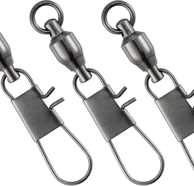 Dr.Fish 30 Pack Ball Bearing Snap Swivels, Swivels Fishing Tackle with Safety Interlock Snap Saltwater Freshwater Stainless Fishing Clips Clasp Leader Line Hook Sinker Connector