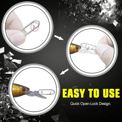 AMYSPORTS High Strength Fishing Snap Saltwater Stainless Connector Snaps Swivels Tackle Steel Power Fishing Clip Lure Quick Change White Nickel