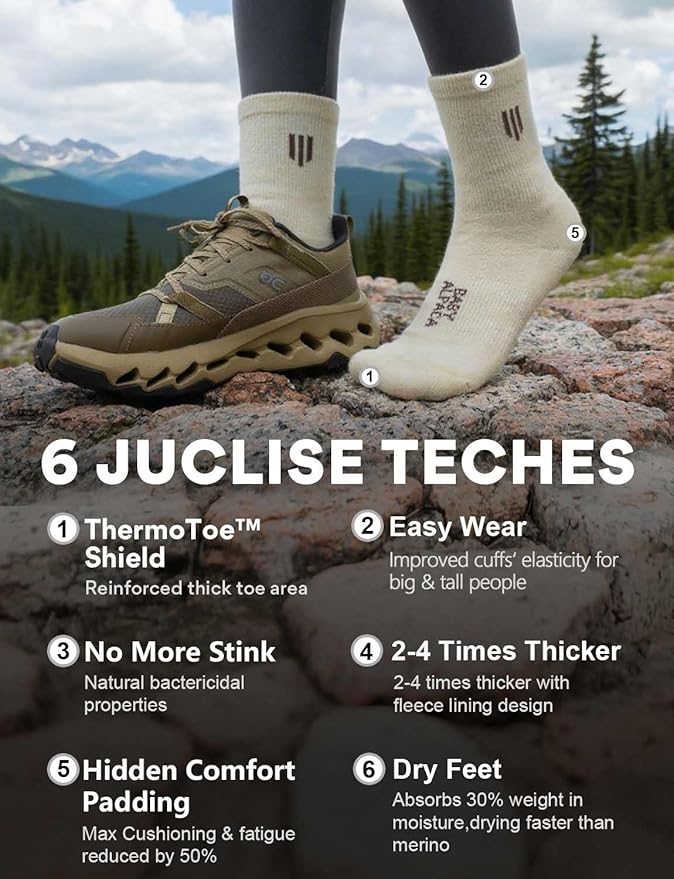 Alpaca Wool Micro Crew Hiking Socks Midweight Moisture Wicking Anti-blister Cushioned