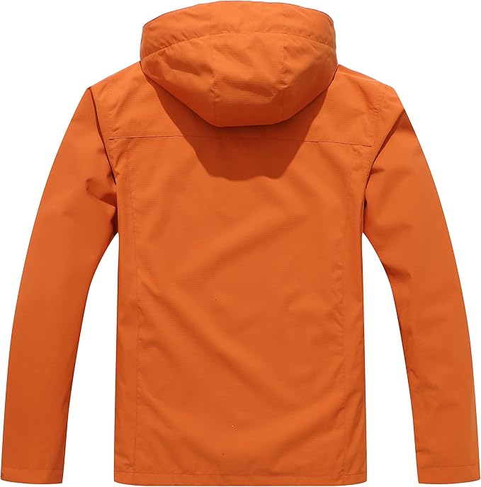 OTU Men's Lightweight Waterproof Hooded Rain Jacket Outdoor Raincoat Shell Jacket for Hiking Travel