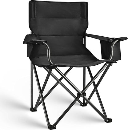 Camping Chair Folding Heavy Duty with Cup Holder & Cooler Bag, Oversized Portable Lawn Chair for Adults, Tall and Lightweight, 300 lbs Capacity, for Beach, Fishing, Sports, Travel