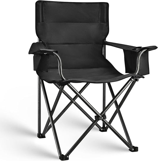Camping Chair Folding Heavy Duty with Cup Holder & Cooler Bag, Oversized Portable Lawn Chair for Adults, Tall and Lightweight, 300 lbs Capacity, for Beach, Fishing, Sports, Travel