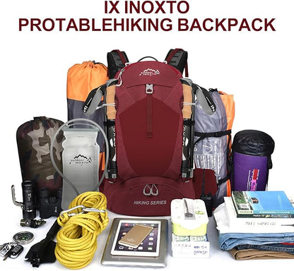 Hiking Backpack, Waterproof Hiking Daypack with 3L Water Bladder and Rain Cover, Lightweight Travel Camping Backpack for Men Women (Red)