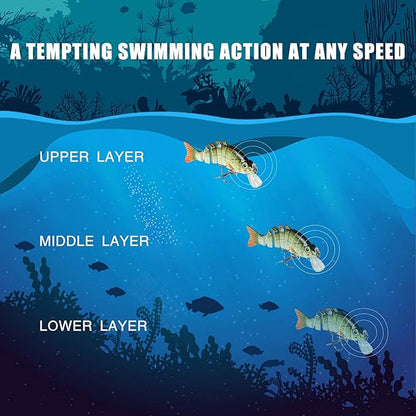 TRUSCEND Easy Catch Swimmax, Magic Noisy Turbulent Wiggling and Vibrating Actions for More Bites, Segmented Swimbait Jointed by Dyneema Strongest Fiber, Lifelike Fishing Lures for Relax Family Fishing