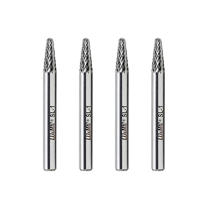 SL-1 Tungsten Carbide Burr Rotary File, Taper Shape Double Cut, 4pcs by LU&MN